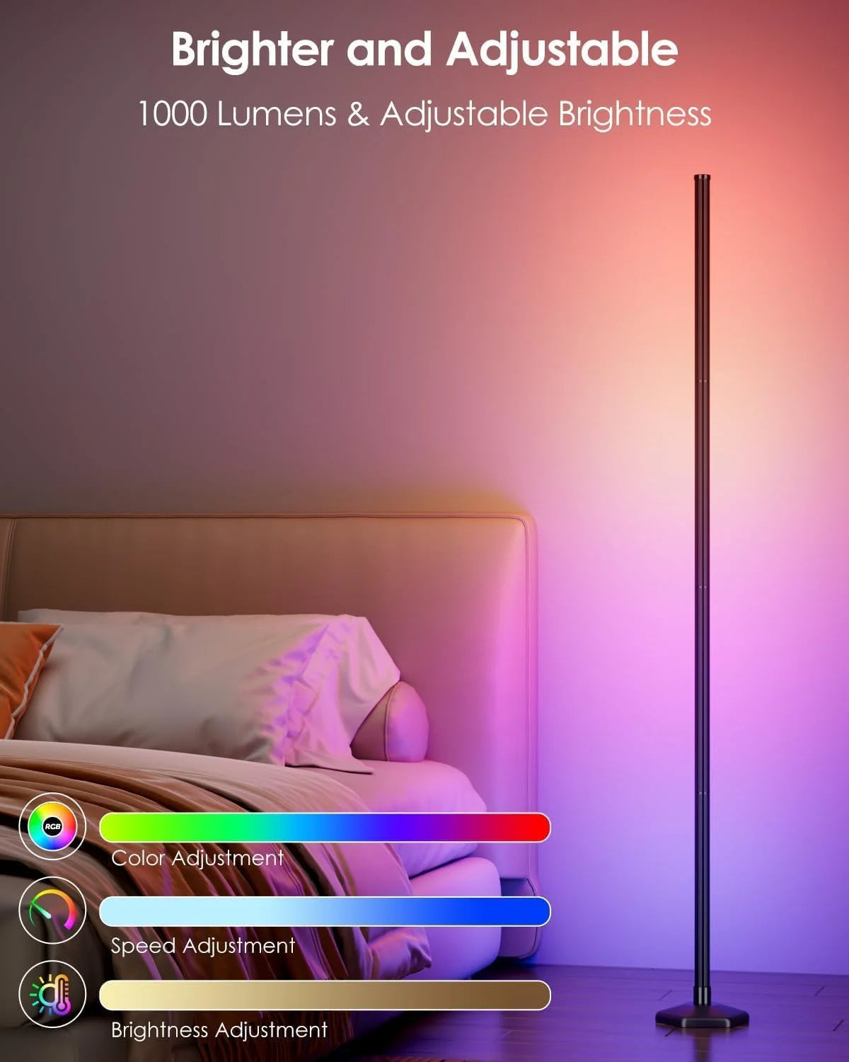 Lampada Da Terra LED Intelligente Con Telecomando RGB Controllo App Sincronizzazione Musicale Angolata Per Umore E Giochi In Soggiorno