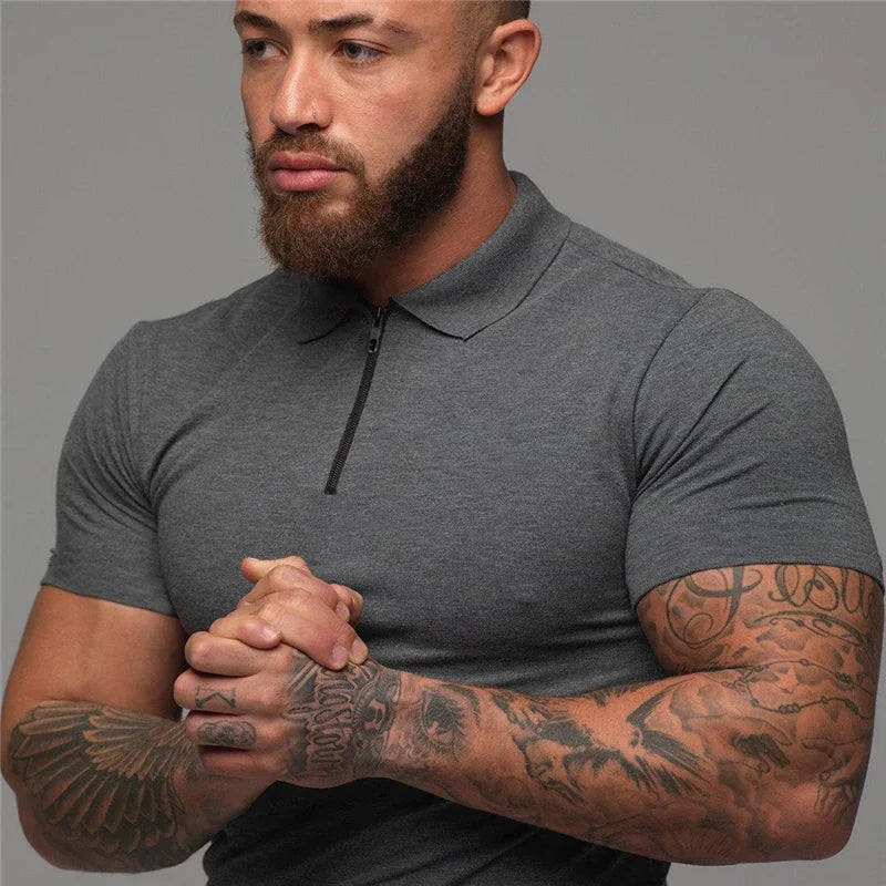 Polo Da Uomo Maniche Corte In Cotone Nuova Abbigliamento Sportivo Fitness Di Tendenza Per Bodybuilding