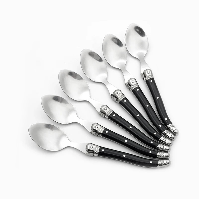 Set Da 6 Cucchiaini Da Caffè In Acciaio Inox Con Manico Arcobaleno ABS Laguiole Per Gelato E Dolci Stoviglie Colorate