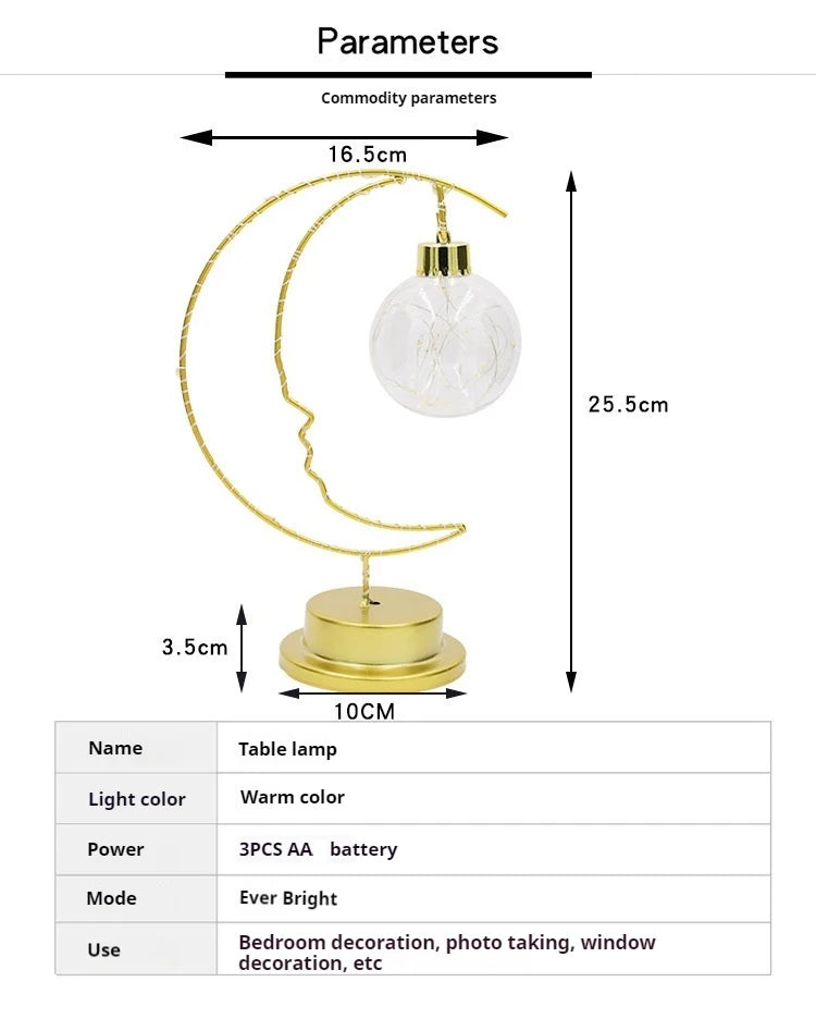 Luce LED a Forma di Luna Stella Lampada Da Notte Ferro Decorazione Interni Per Camerette Regalo Ideale