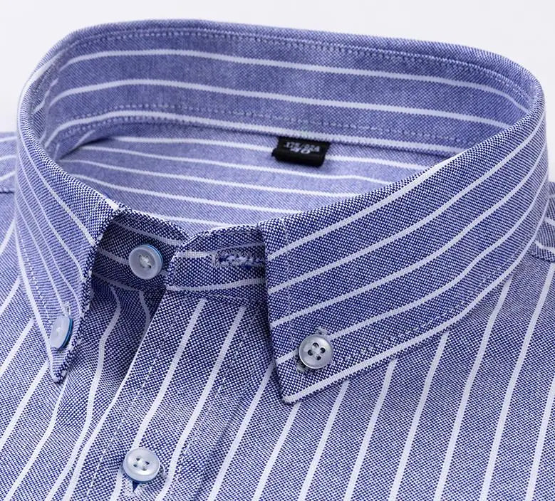 Camicie Scozzesi a Righe Da Uomo In Cotone Oxford Maniche Lunghe Con Bottoni Taglie 6XL 7XL Business Casual