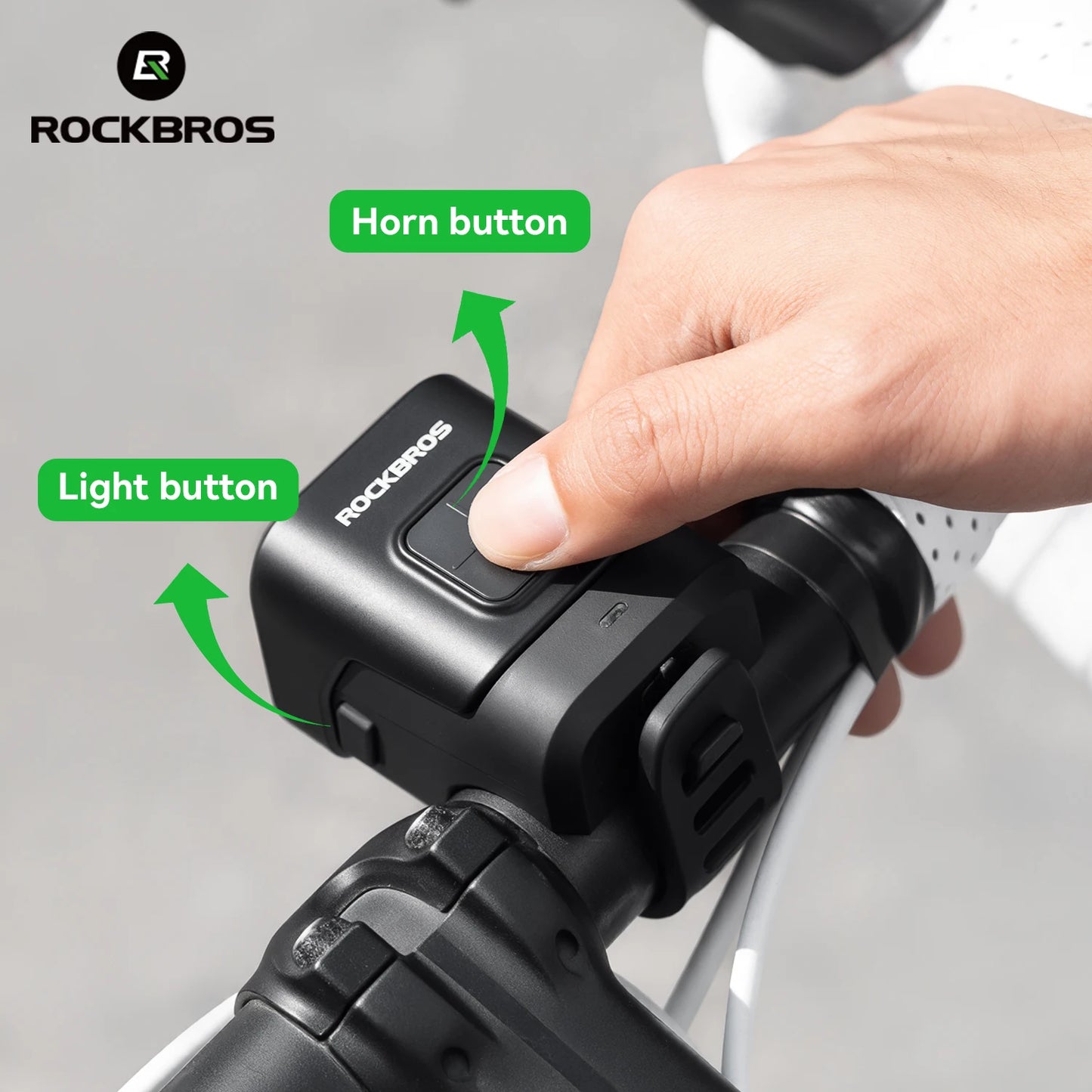 Clacson Per Bici IPX6 Antipioggia Con Ricarica Tipo C 2300mAh Faro Illumina Avvertimento Luce Anteriore Due In Uno