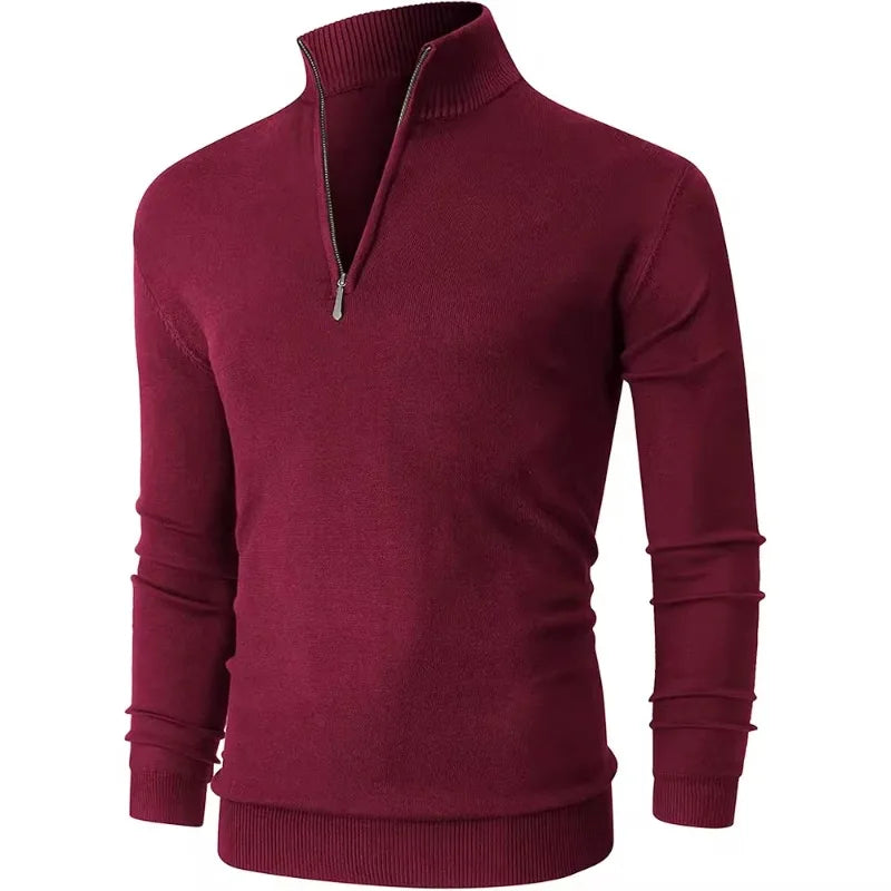 Dolcevita Uomo Con Mezza Cerniera Caldo Inverno Streetwear Collo Alto Versatile Ufficio Tempo Libero