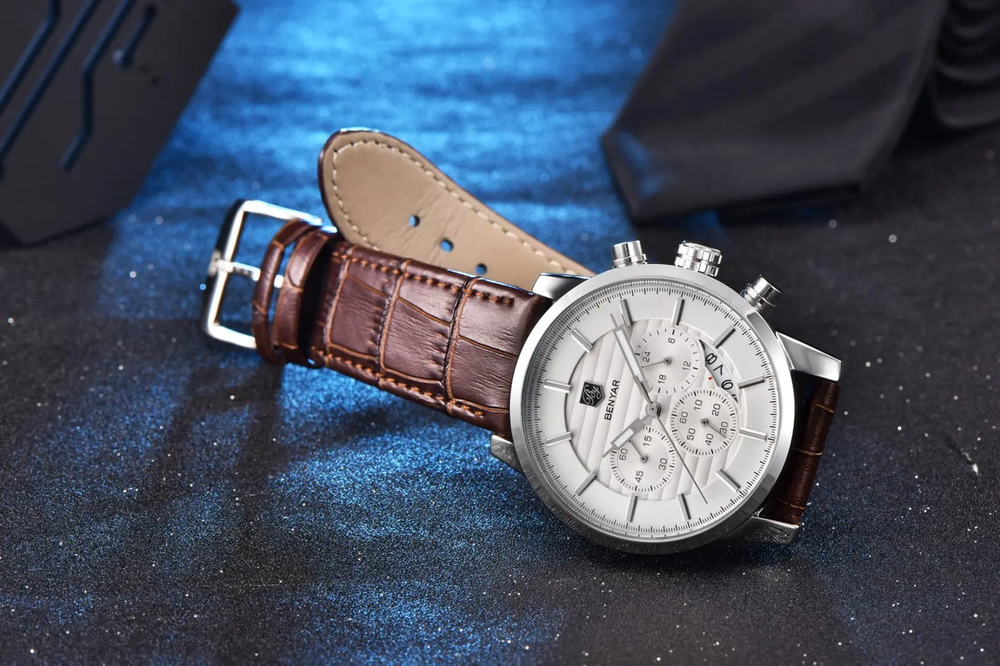 Orologio Da Uomo BENYAR Al Quarzo In Pelle Impermeabile Multifunzione Cronografo calendario Resistente Agli Urti