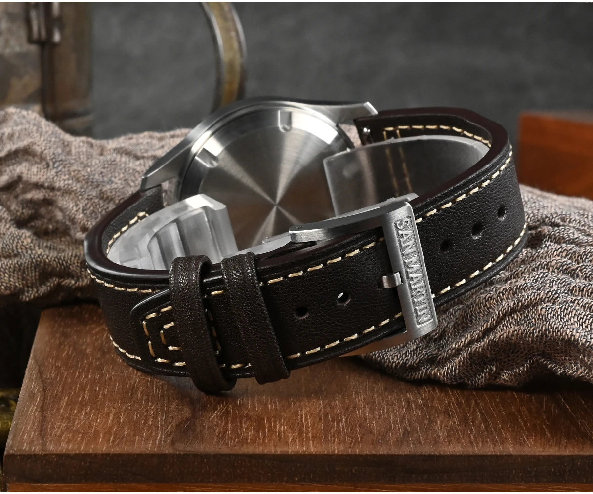 Orologio Da Pilota Da Uomo San Martin 37mm Meccanico Automatico 100m Impermeabile Stile Militari BGW 9