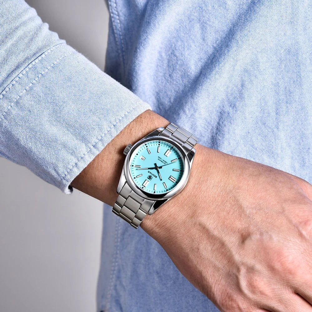 Orologio Automatico Meccanico Lusso da Uomo con Calendario Impermeabile 100m Acciaio Inossidabile Luminoso