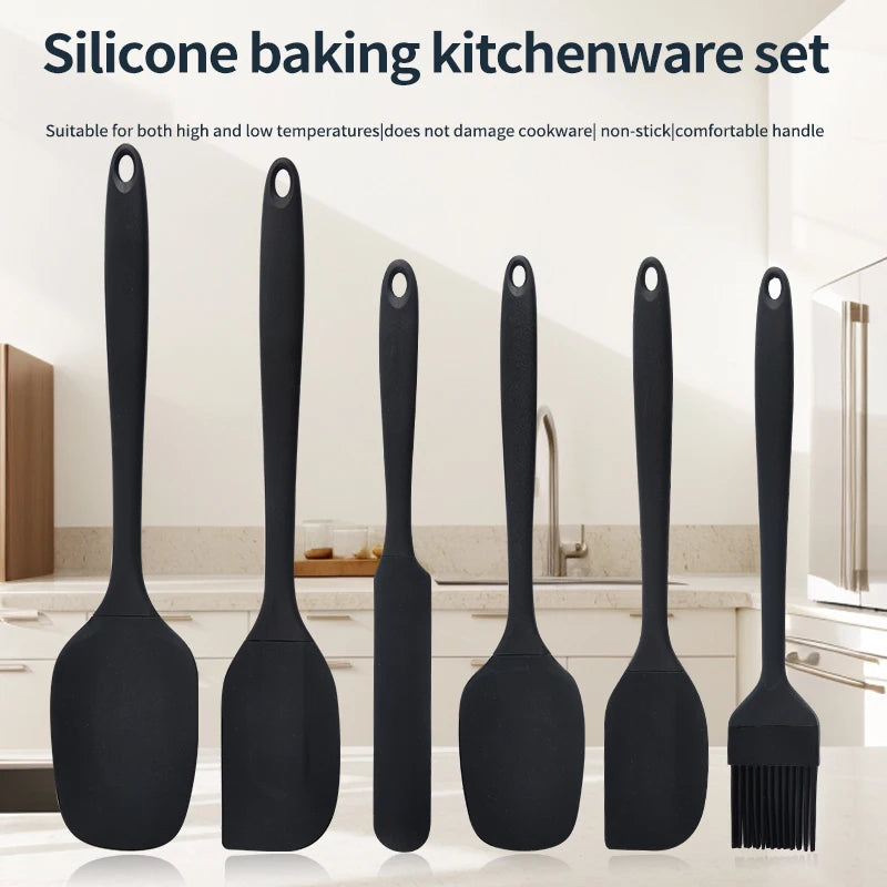 Set Di Utensili Da Cucina In Silicone Sei Pezzi Con Spatola Raschietto Integrato Per Crema Spazzola Per Olio