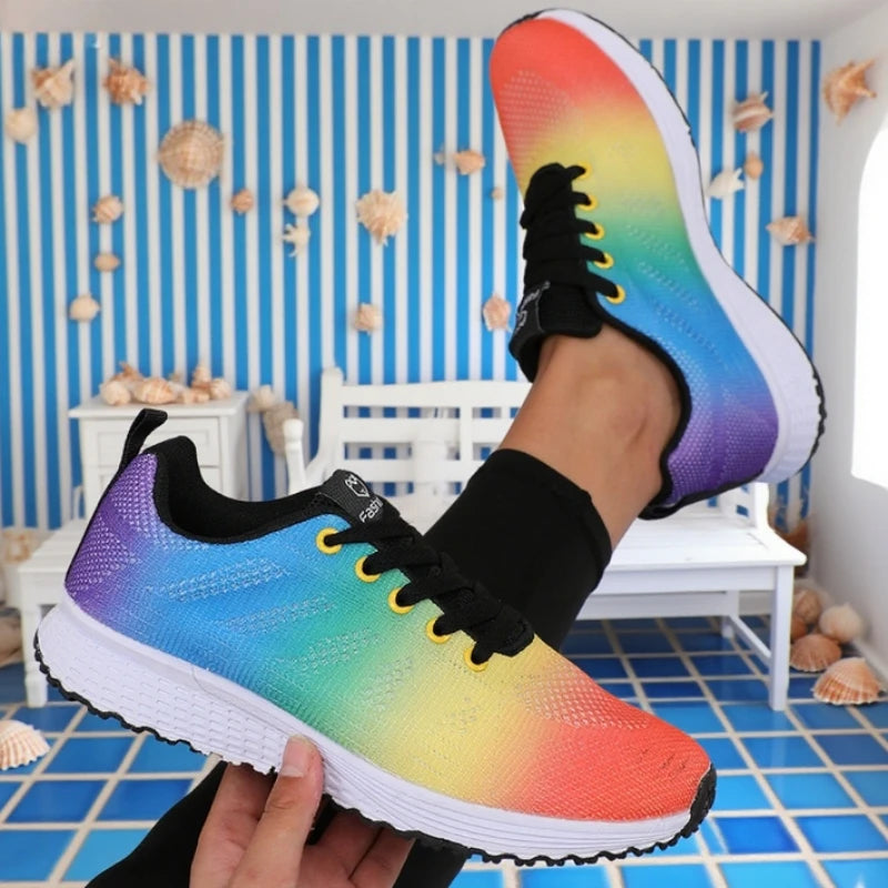 Scarpe Da Ginnastica Da Donna Leggere Da Corsa In Mesh Traspiranti Colorate Tacchi Bassi 1-3 Cm