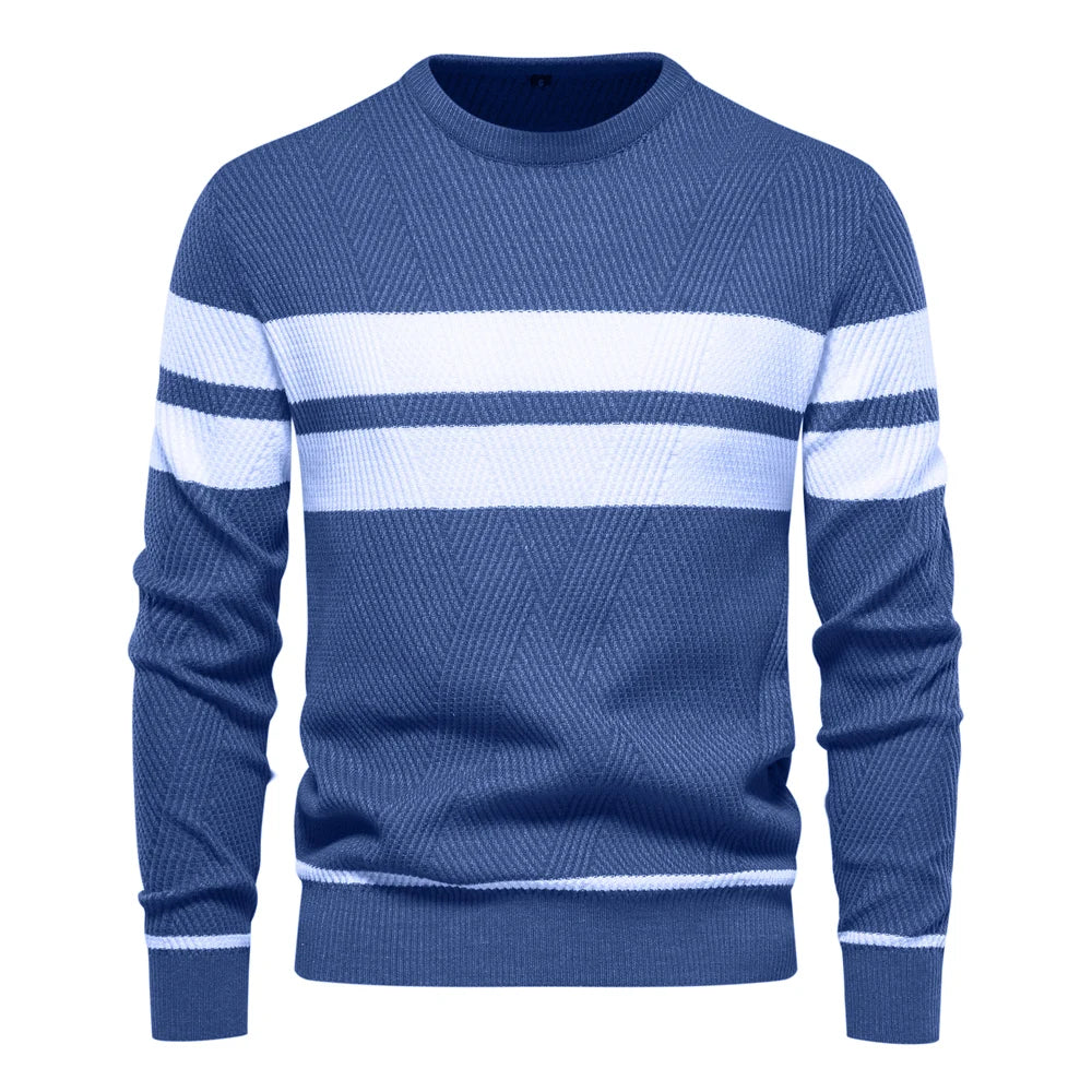 Pullover Maglione Da Uomo O Collo Patchwork Manica Lunga Caldo Sottile Abbigliamento Uomo Moda Casual Autunno