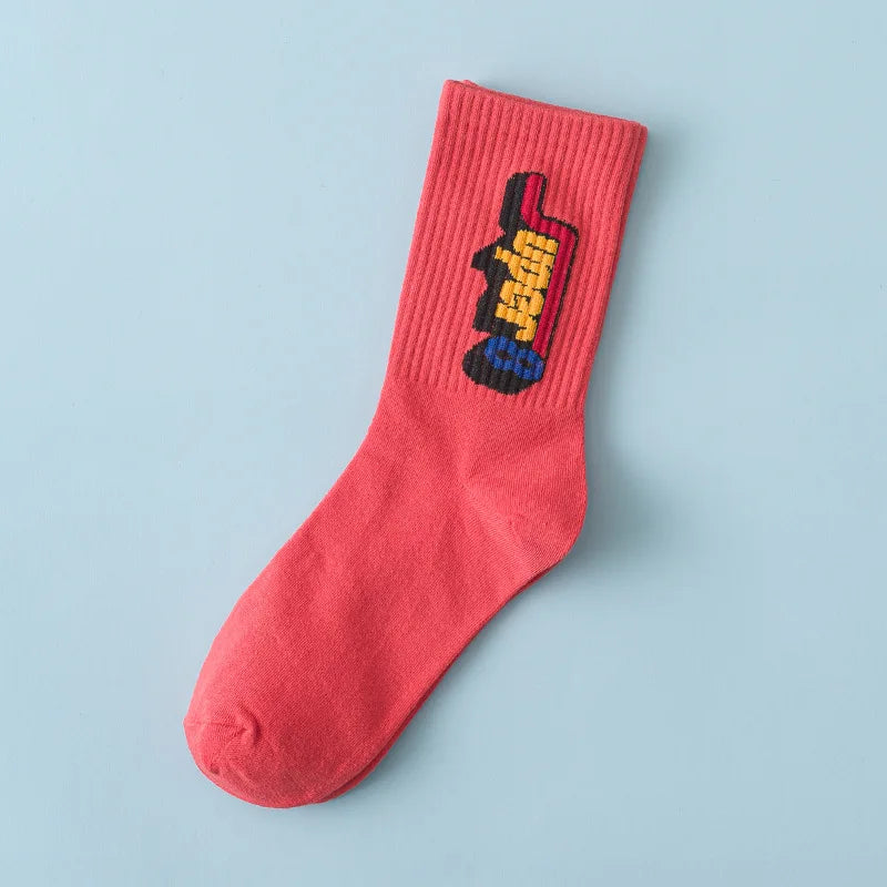 Calzini A Tubo Unisex Multicolore Traspiranti Con Alfabeti Per Sport Hip Hop Street Coppie