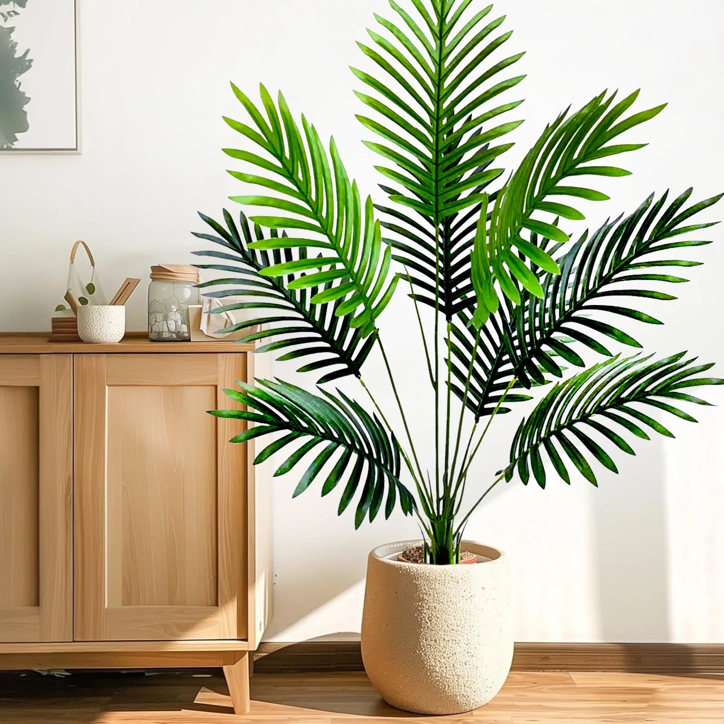 Palma Artificiale Tropicale Con Rami Di Foglie In Plastica Verde Per Decorazione Giardino Esterno Misure 50 90 120 Cm