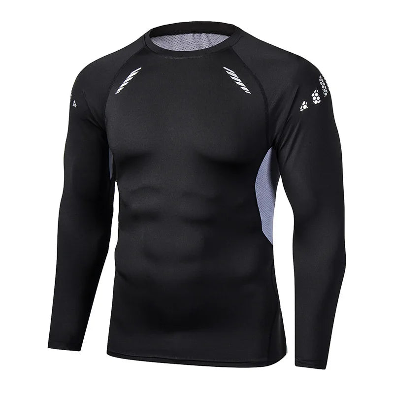 T-shirt da corsa a compressione da uomo Fitness Tight Manica lunga Camicie sportive Allenamento da jogging Top Palestra Abbigliamento sportivo Dry Fit Rashgard
