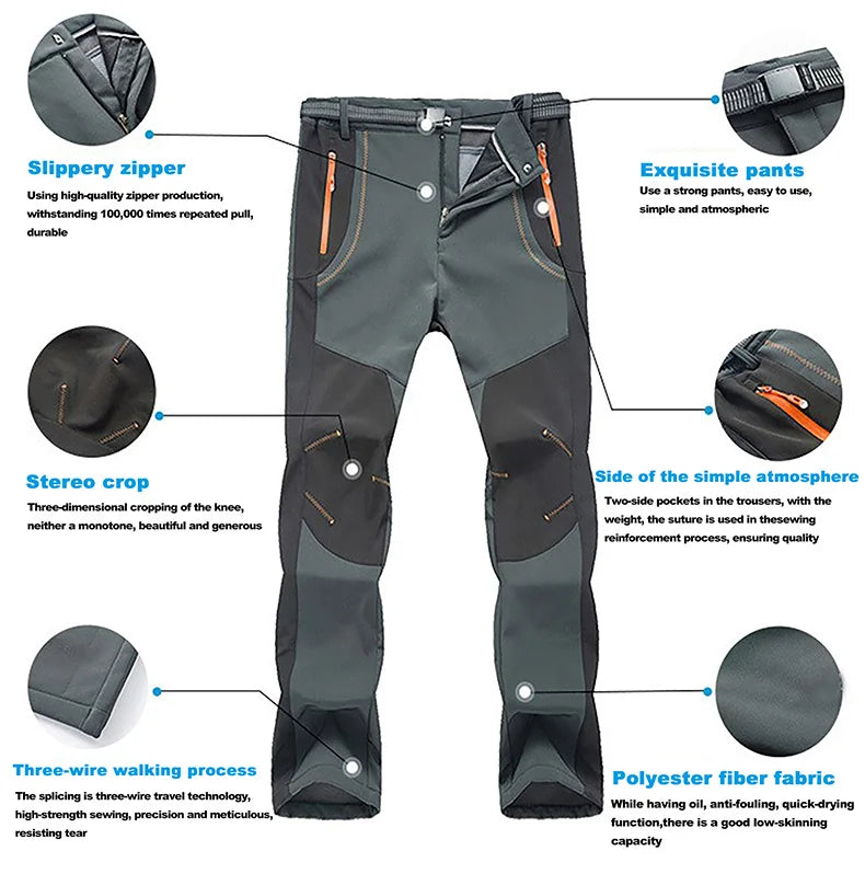 Pantaloni In Pile Invernali Da Donna Per Trekking Impermeabili Caldi Softshell All Aperto Antipioggia Antivento