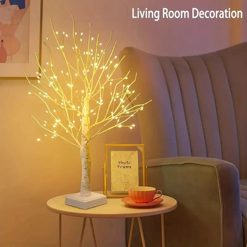 144 LED Luce per albero di betulla Bianco caldo Alimentazione a batteria USB Albero decorativo per le vacanze Natale Halloween Regalo di Pasqua