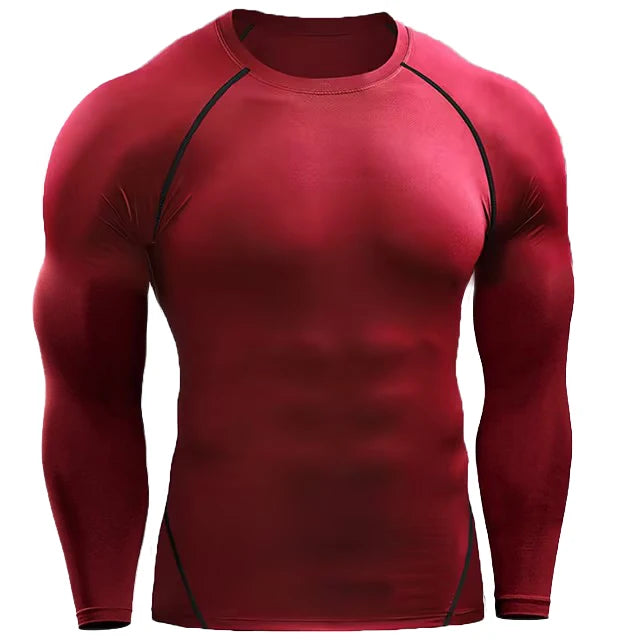 Maglietta Compressiva Uomo A Maniche Lunghe Per Allenamento Elasticizzata Palestra Fitness