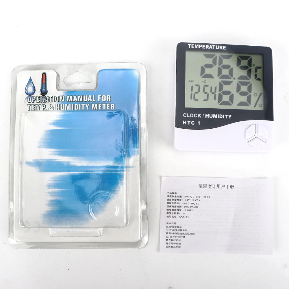 Stazione Meteorologica Digitale Interni Esterni Umidità Temperatura LCD Orologio HTC 2 HTC 1