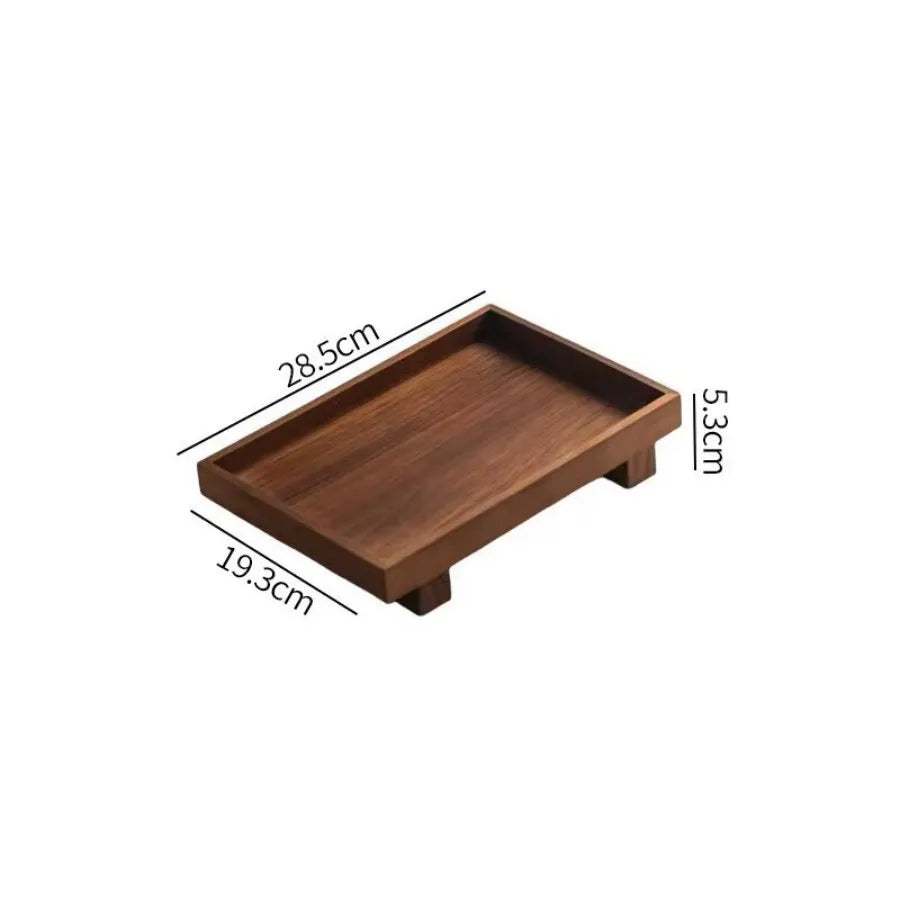 Vassoio Da Tè In Legno Stile Giapponese Con Raccogligocce In Bambù Per Cerimonia Del Tè E Portaoggetti Per Caffè