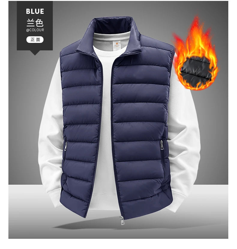 Gilet Invernale Da Uomo Antivento Senza Maniche Con Cerniera Colletto Mandarino Abbigliamento Outdoor Casual