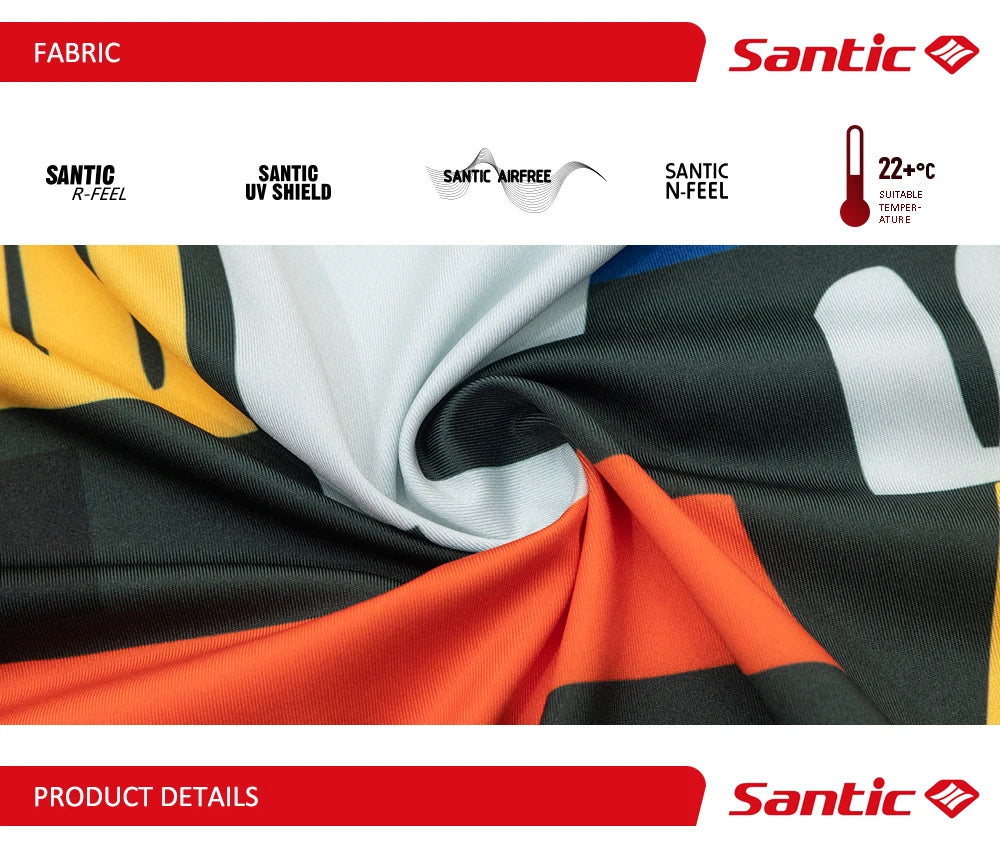 Santic Maglia Da Ciclismo Uomo Estate A Maniche Corte Asciugatura Rapida Tessuto Poliestere Spandex
