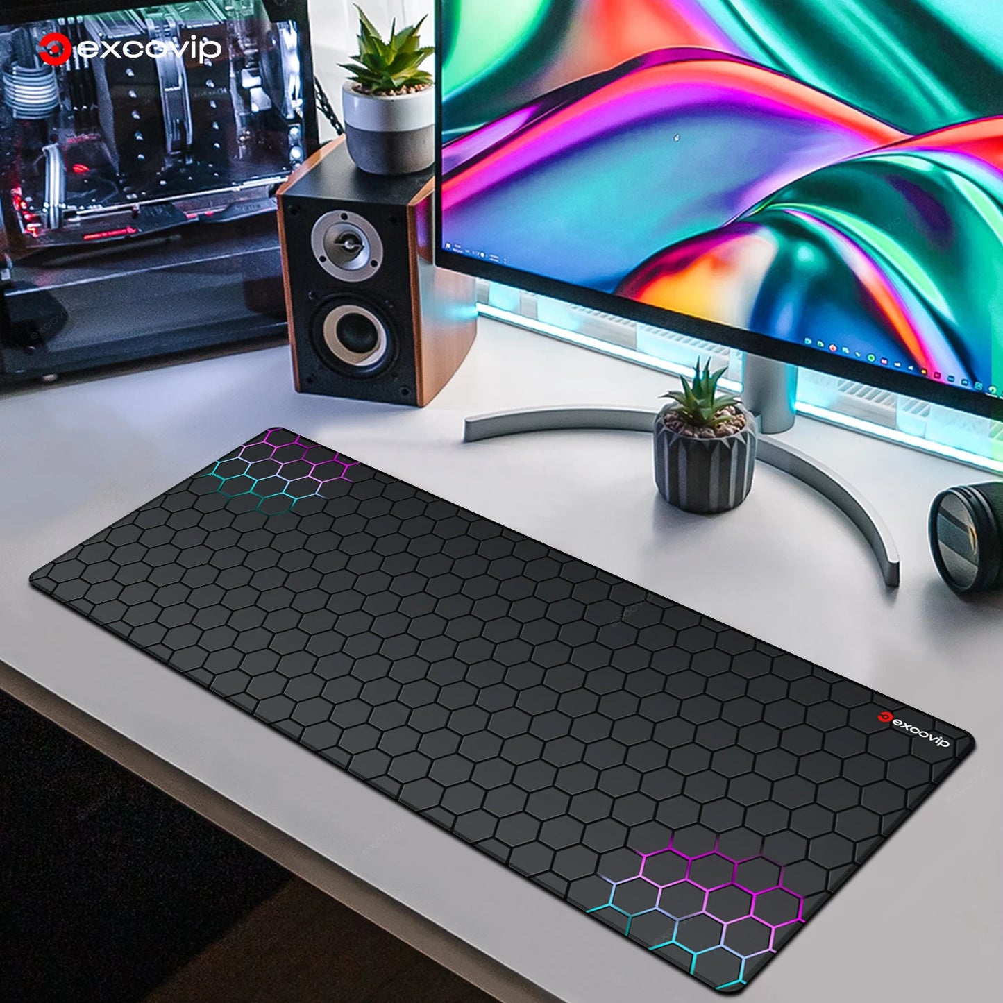 EXCO Grande Tappetino Per Mouse Da Gioco Con Bordo Cucito E Base In Gomma Antiscivolo Esteso Per Scrivania E Tastiera
