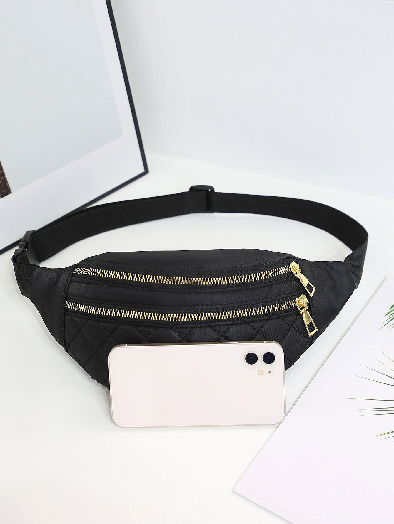 Marsupio da Donna in Nylon Borsa da Viaggio a Tracolla con Tasca da Cintura e Spazio Interno Multifunzionale