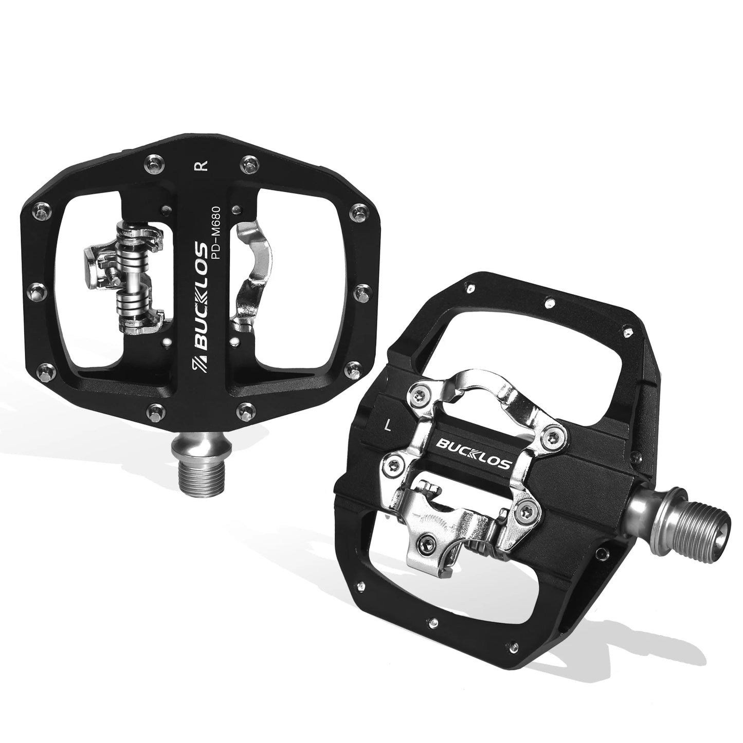 Bucklos Pedali MTB Piatto Piattaforma in Lega di Alluminio con Sistema SPD Integrato Compatibile Mountain Bike
