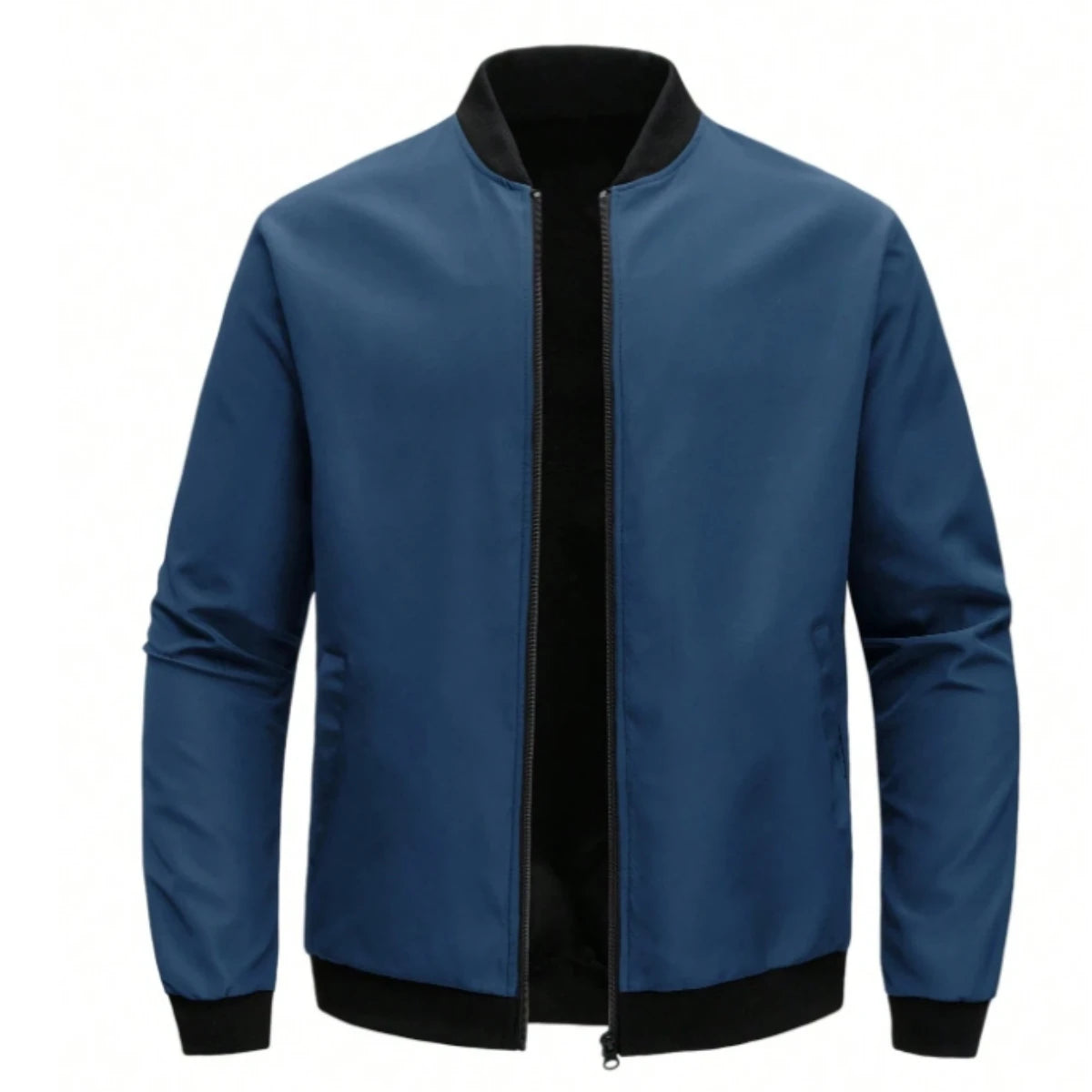 Giacca Uomo Sottile In Tinta Unita 2024 Primavera Autunno Con Colletto Baseball Corto Poliestere Business Casual