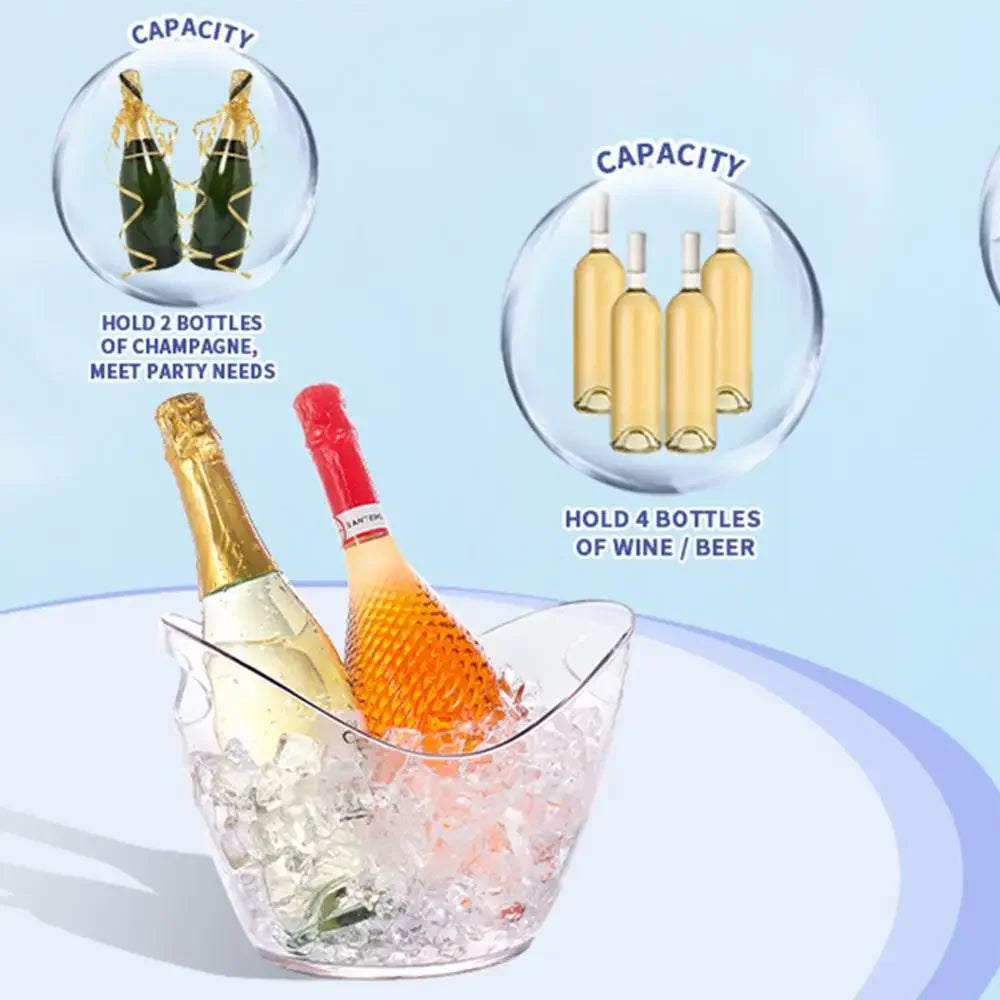 Secchiello Per Ghiaccio Trasparente In Plastica Grande Per Bevande Vino Champagne Bar E Feste A Casa