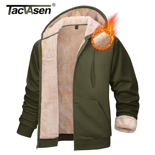 TACVASEN Felpa con cappuccio da uomo con zip Felpa con cappuccio foderata Sherpa Felpe con cappuccio pesanti invernali Giacca in pile spesso caldo Capispalla casual
