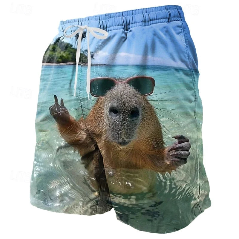 Pantaloncini Da Mare Uomo Con Stampa 3D Squalo E Motivo Foglia Di Pappagallo Costume Da Bagno Sportivo