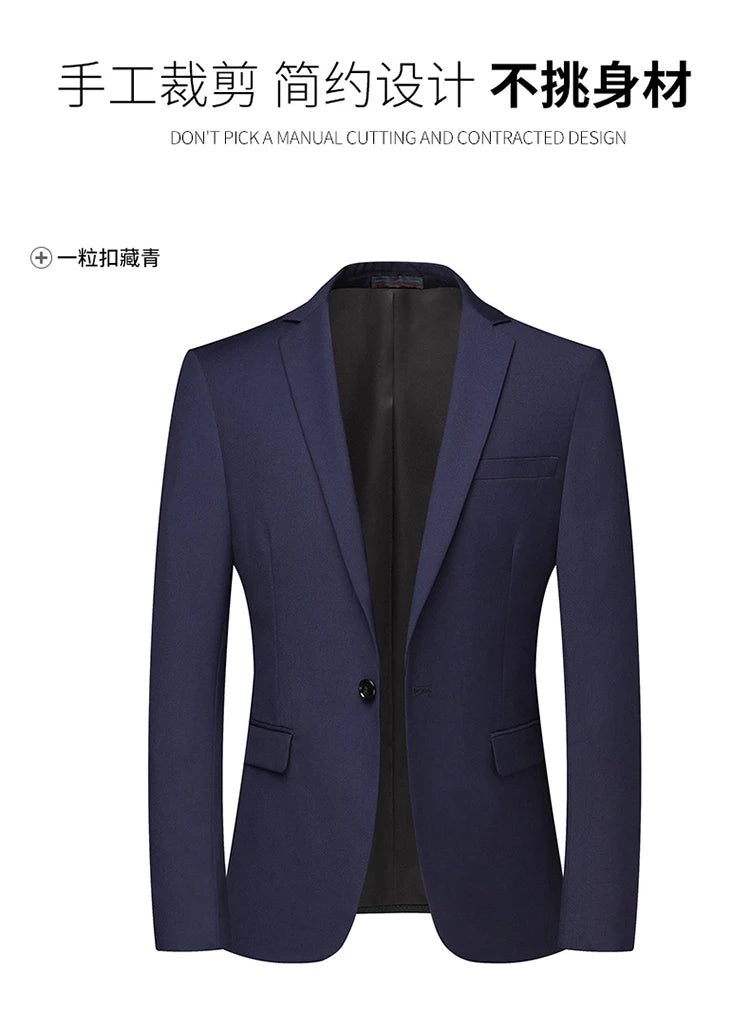 Blazer Da Uomo Tinta Unita In Stile Britannico Per Lavoro Professionale E Cerimonie Eleganti