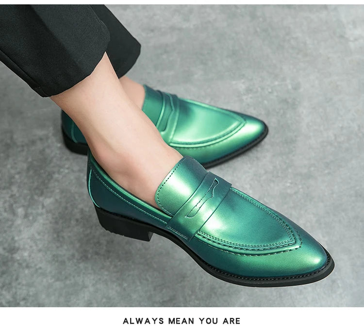 Scarpe Da Uomo In Pelle Oxford Verdi E Viola Scarpe Da Lavoro Classiche Mocassini Casual Eleganti