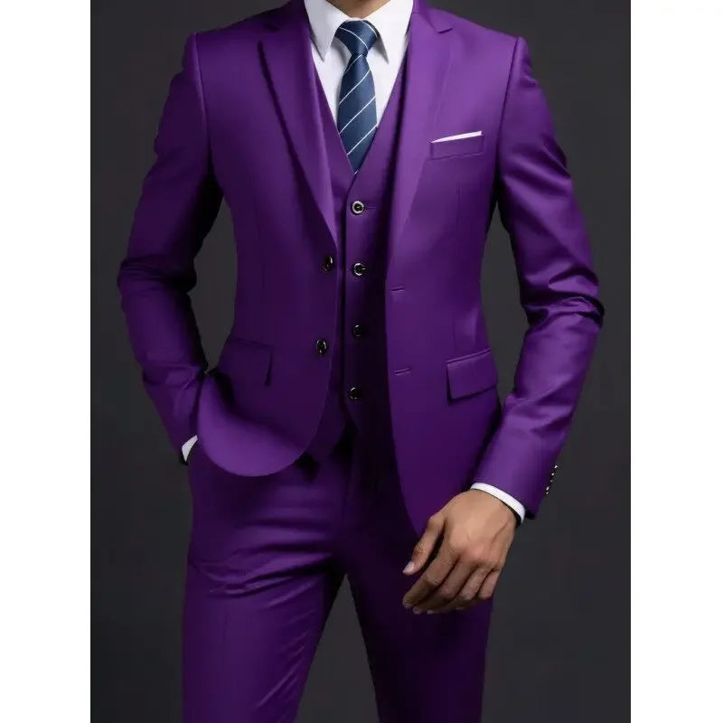Completo Tre Pezzi Uomo Stile Britannico Elegante Per Matrimoni Cerimonie Banchetti Comfort Sobrietà Presenza