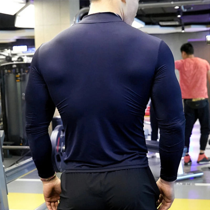Maglietta Da Corsa Da Uomo Ad Asciugatura Rapida A Maniche Lunghe Per Fitness E Allenamento Palestra Top S5XL
