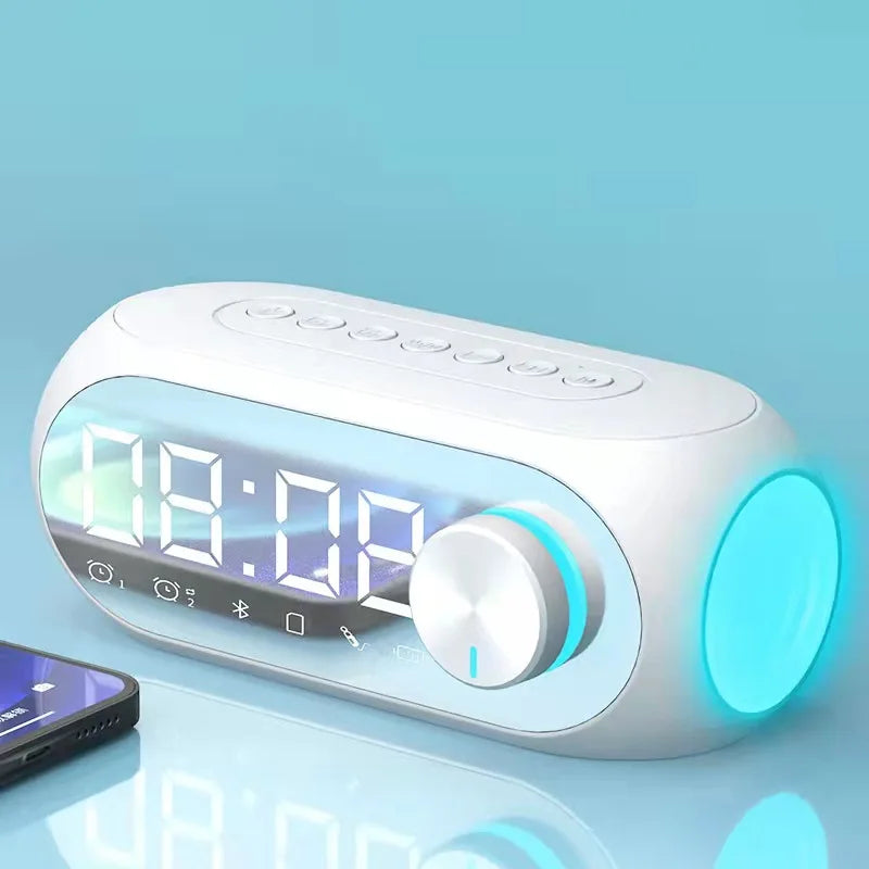 Sveglia Radio FM Con Altoparlante Bluetooth Subwoofer Portatile Con Lampada Integrata E Suono Wireless