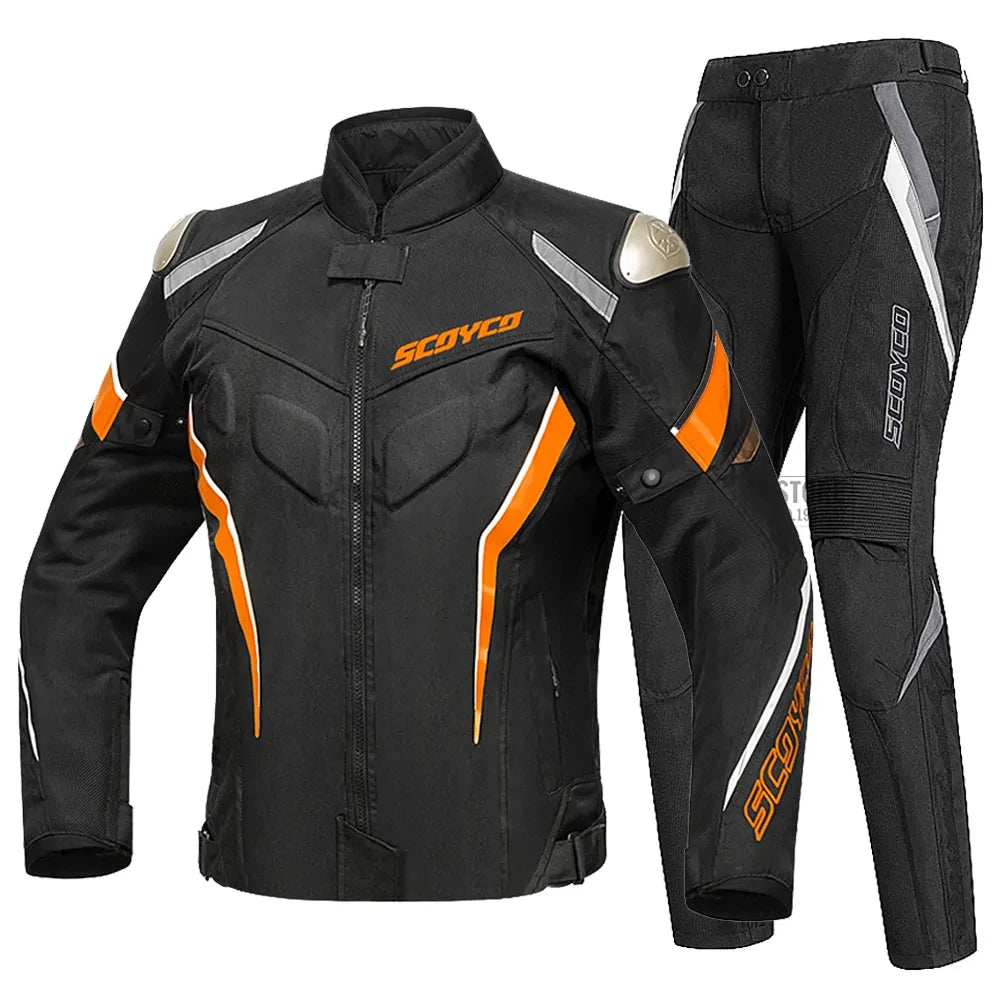 SCOYCO Moto Giacca Impermeabile Anticaduta Traspirante In Rete Con Protezioni Motocross Pantaloni Tuta Uomo