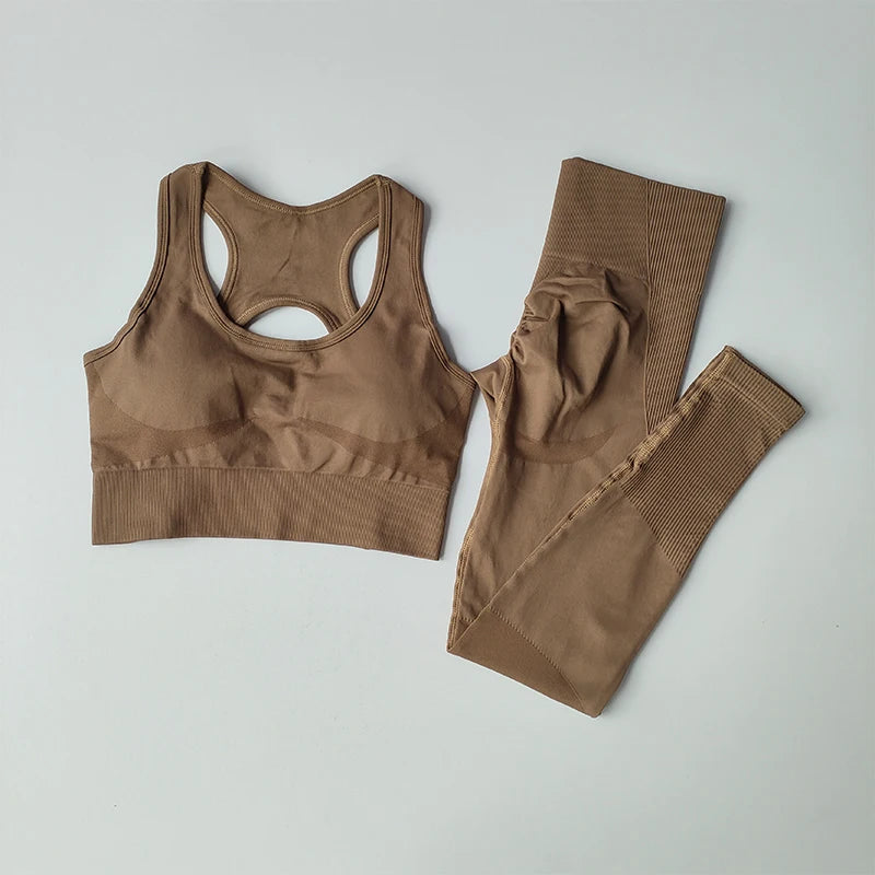 Reggiseno Sportivo Donna 2 Pezzi Set Canotta Fitness Reggiseno Antiurto Leggings Corsa Tuta Yoga Bellissimo Posteriore