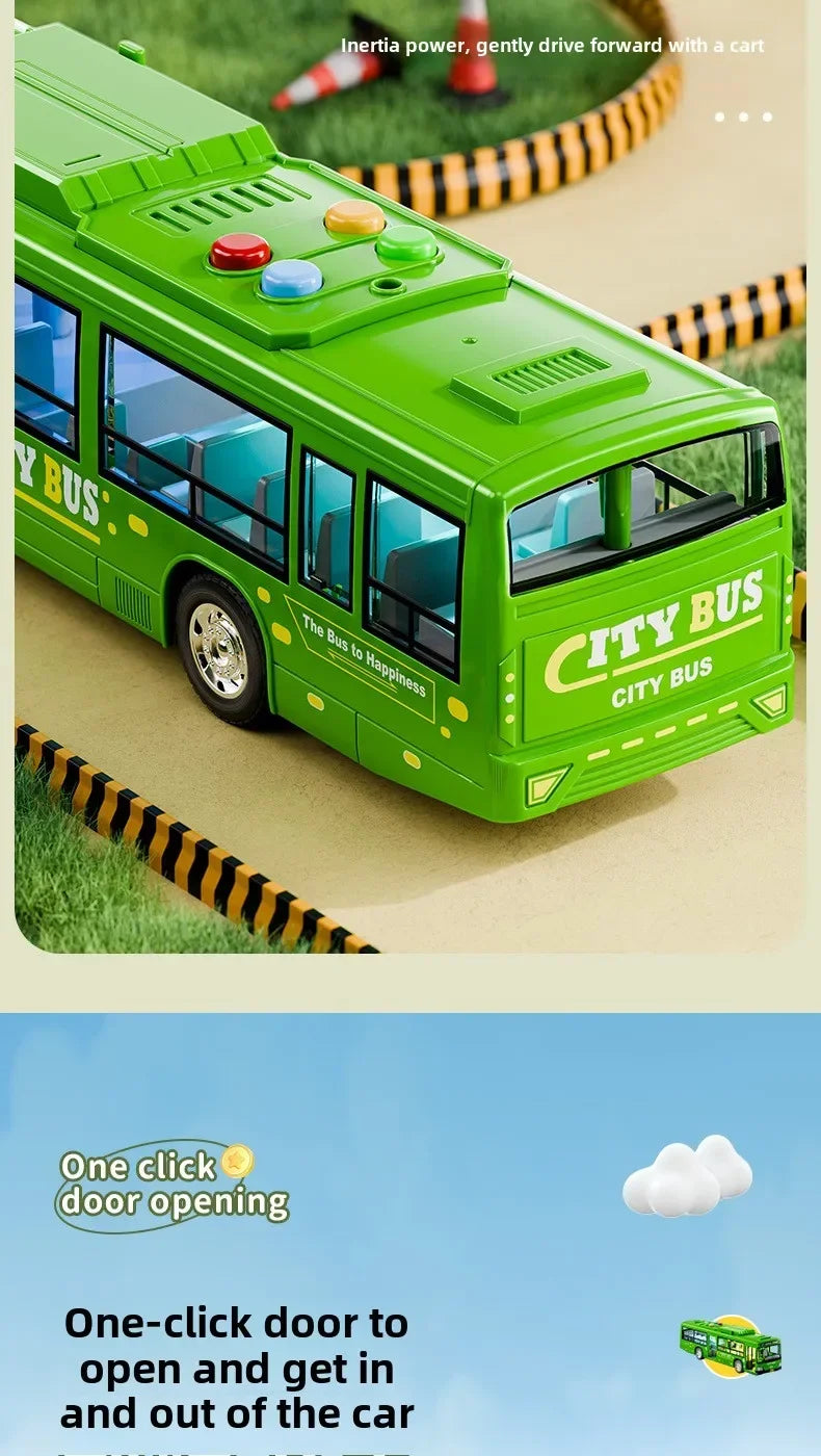 Autobus Urbano Grande Bambini Con Luci Suoni Inerzia Porta Aperta Pulsante Modello Scolastico Educativo Giocattolo Regalo