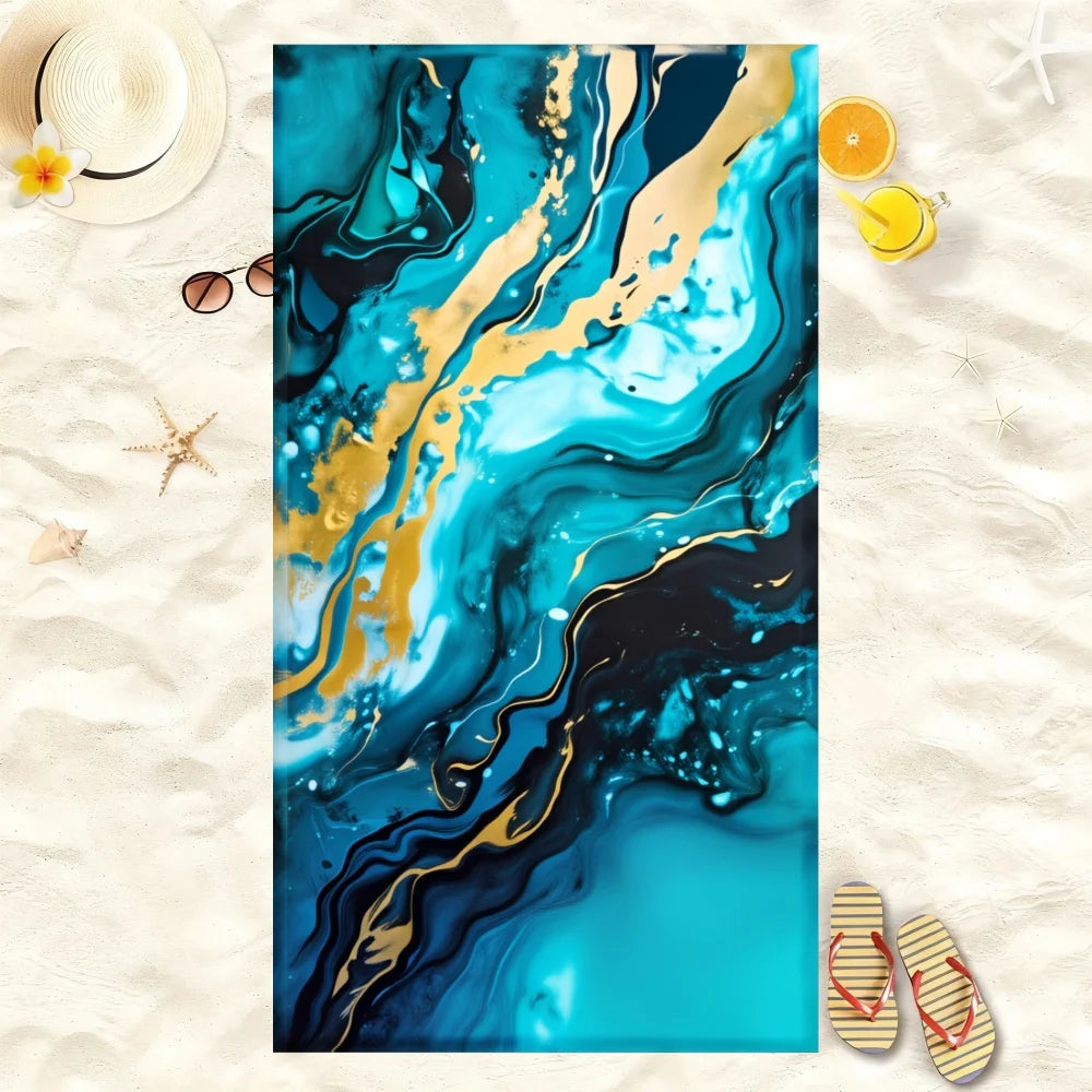 Telo Mare Per Donna Con Motivo Onde Oceaniche E Floreale Asciugatura Rapida Super Morbido Anti Sabbia Grande Vacanze