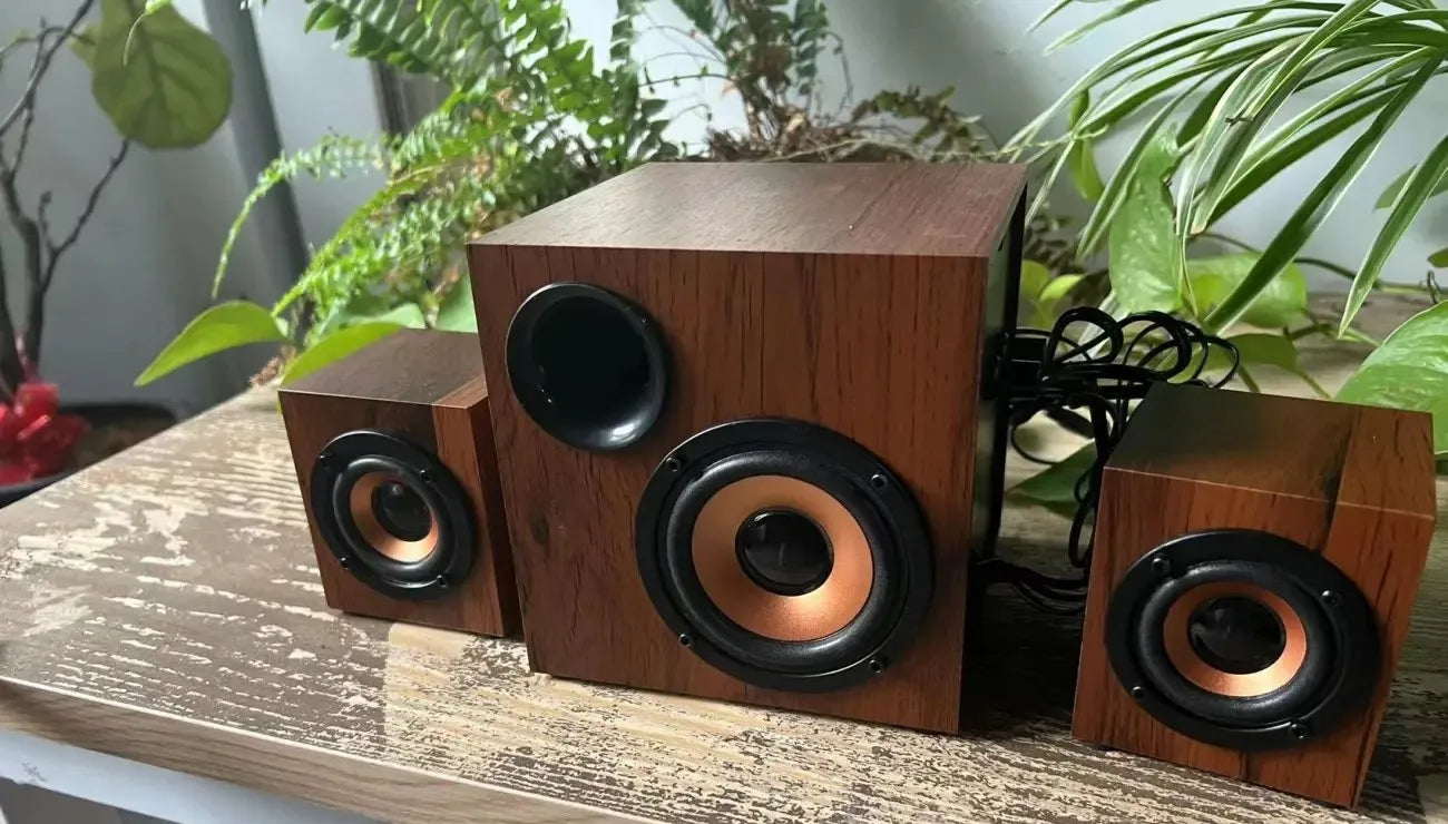 Altoparlante Bluetooth 2.1 Da Tavolo In Legno Con Subwoofer Per PC Notebook Ufficio Casa Suono Pieno