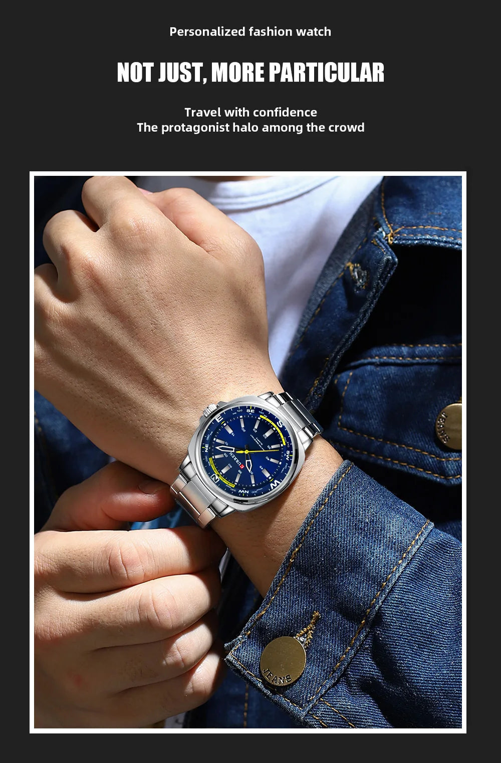 Curren Orologio Da Polso Da Uomo Quarzo Per Business Casual Con Cinturino In Acciaio Inossidabile Impermeabile 8455