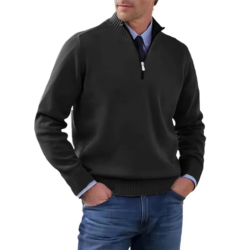 Pullover da Uomo con Zip a Quarter Zip Dolcevita Collo Lupetto Maglione Maniche Lunghe Streetwear Autunno Inverno