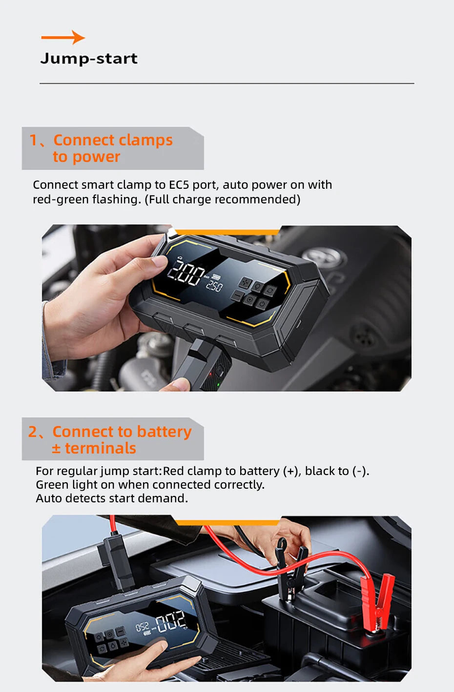 Avviatore Emergenza 4 In 1 Auto Con Compressore 150 PSI Gonfiatore Pneumatici Power Bank 12V Torcia LED 6000mAh
