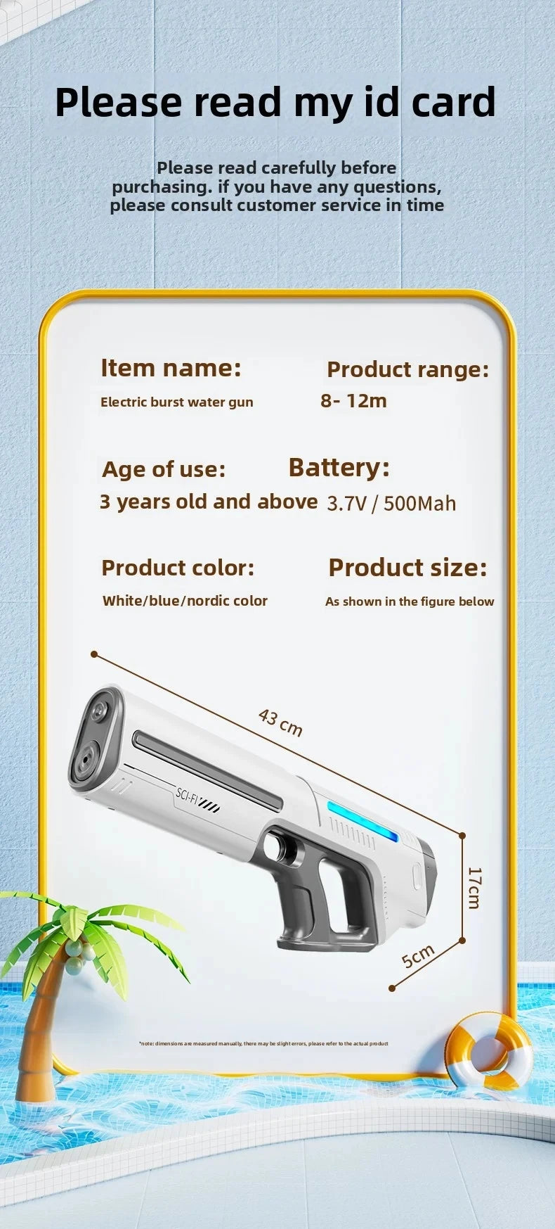 Pistola Ad Acqua Elettrica Per Bambini E Adulti Blaster Con Aspirazione Automatica Per Gioco Estivo All Aperto