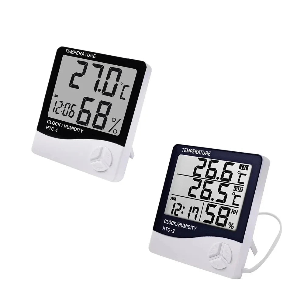 Stazione Meteorologica Con Display LCD Digitale Temperatura Umidità Interni Esterni Orologio HTC 1 2