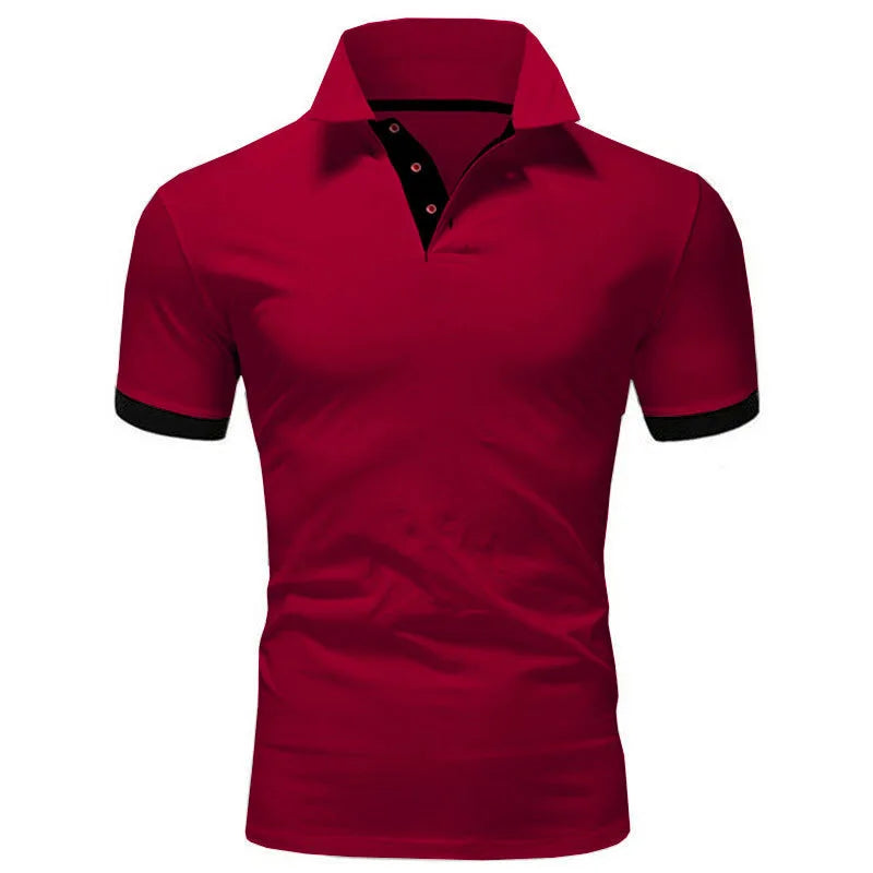 Polo Uomo A Maniche Corte Slim Fit Traspirante Antirughe Ad Asciugatura Rapida Camicia Casual