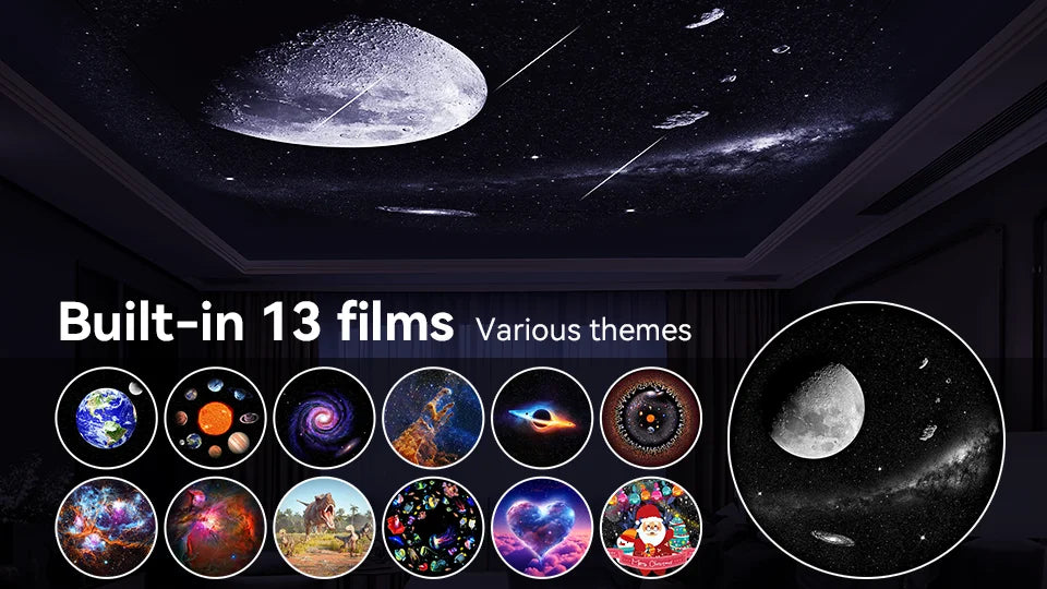 Proiettore Galaxy Star 12 In 1 Con Meteor Lampada Notturna Rotante Space Ball Per Bambini