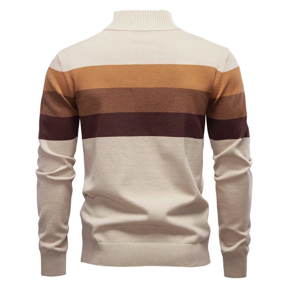 Maglione Patchwork Uomo AIOPESON Con Cerniera Zip Cotone Caldo Invernale Casual Confortevole