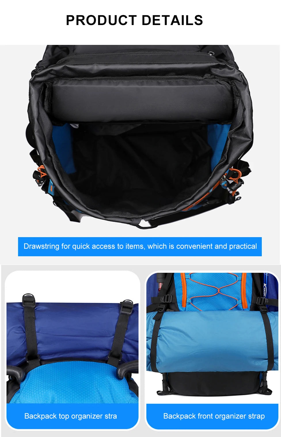 Zaino Trekking Impermeabile WESTTUNE 65 Litri Campeggio Outdoor Capacità Massima