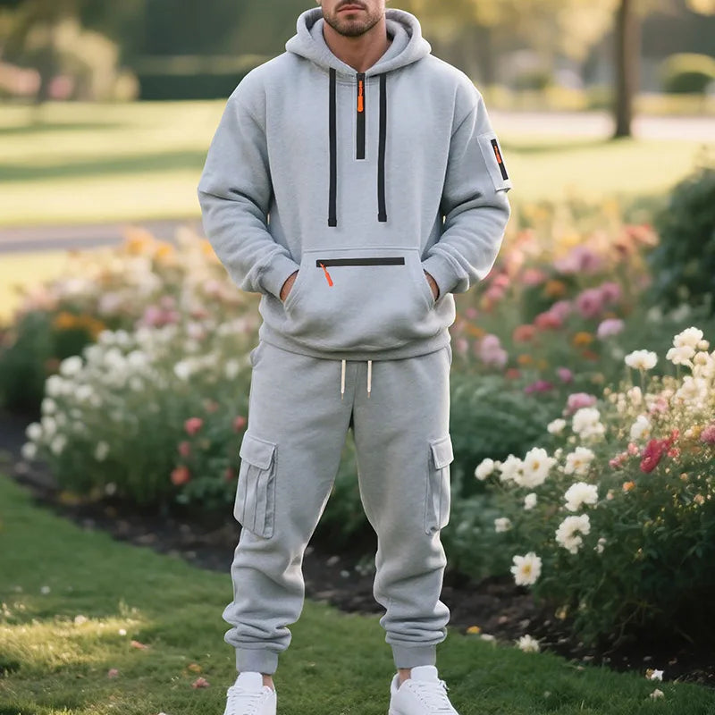 Tuta Sportiva Da Uomo In Pile Per Autunno Inverno Con Zip Tasche Multitasche Abbigliamento Sportivo Casual